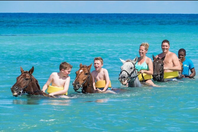 Bamboo Rafting & Horseback -dunns river Transportation Included - Horseback Riding Through the Portland Area and the Caribbean Water Swim
