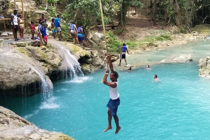 Dunn's River Falls, Blue Hole, Bamboo Rafting, Horseback Combo - Blue Hole: cliff jumping, rope swings, and several blue lagoons