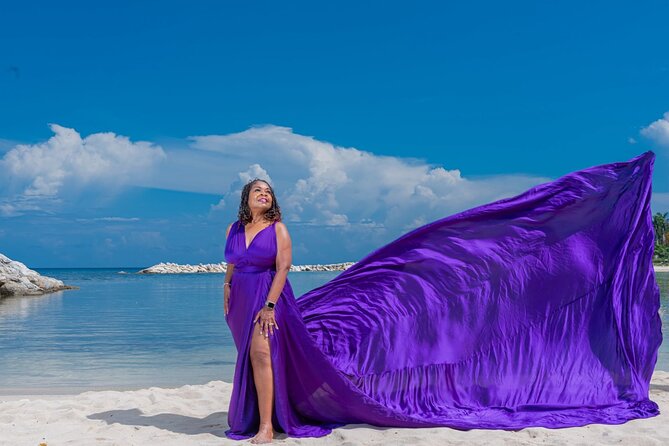 Flying Dress Photoshoot at Doctors Cave Beach Montego Bay Jamaica - How Austin and Martin Guide You From Hair to Jewelry