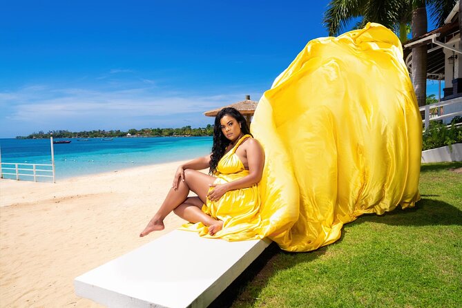 Flying Dress Photoshoot in Jamaica - The Photo Walk on the Sand With RD Photography