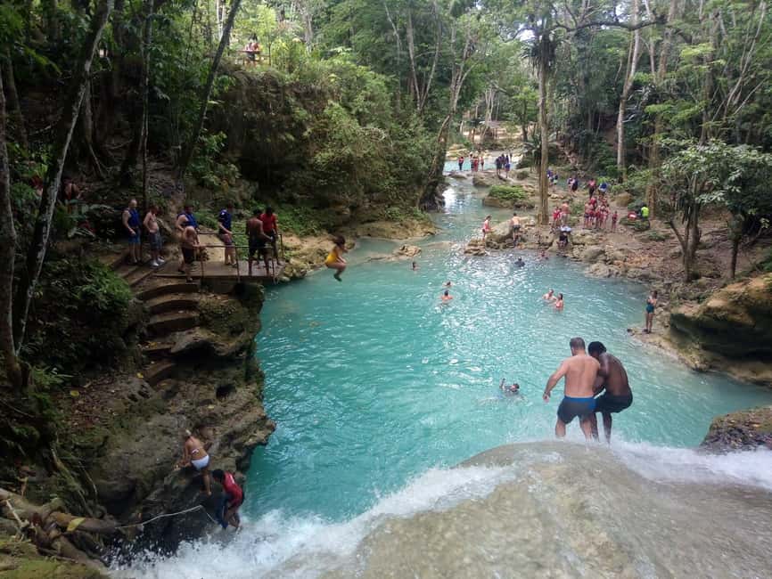 From Montego Bay: Blue Hole Waterfall Experience - Island Gully Falls and the Blue Hole: limestone sinkholes, caves, and cool water