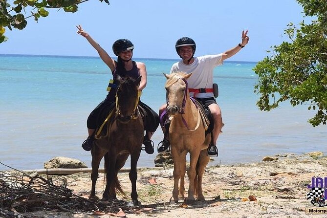 Horseback Riding, ATV and Ocean Zip lining combo from Montego Bay - Sandy Bay: beach horseback riding, bareback swim, and Reading Heights views