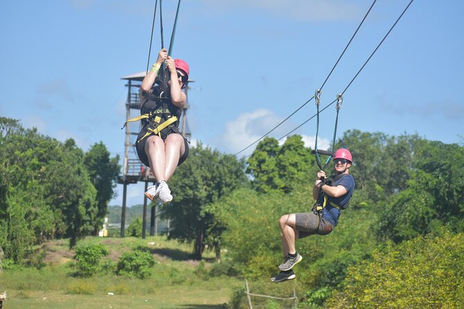 Jamwest ATV Off-Road Adventure & Zipline Combo in Negril - Stop 2 at zipline: forest canopy flying with reggae