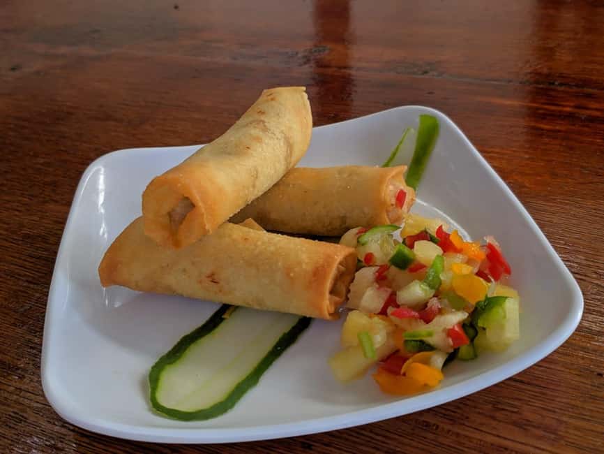 Ocho Rios: Bamboo Beach Club VIP Pass with Lunch and Drinks - The 4-course lunch: jerk chicken, fish, and dessert with rum raisin