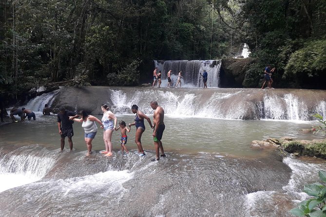 Private YS Falls Tour from Montego Bay - Getting closer to the falls with guided help